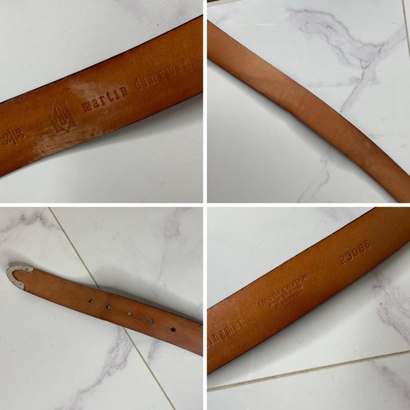 MARTIN DINGMAN Brown Treccia Alligator Embossed Calfskin & Silver Belt 95 38 - Picture 11 of 11